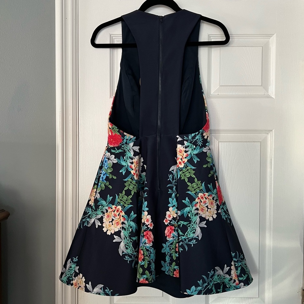 Navy Floral Fit-and-Flare Dress - Picture 4 of 4